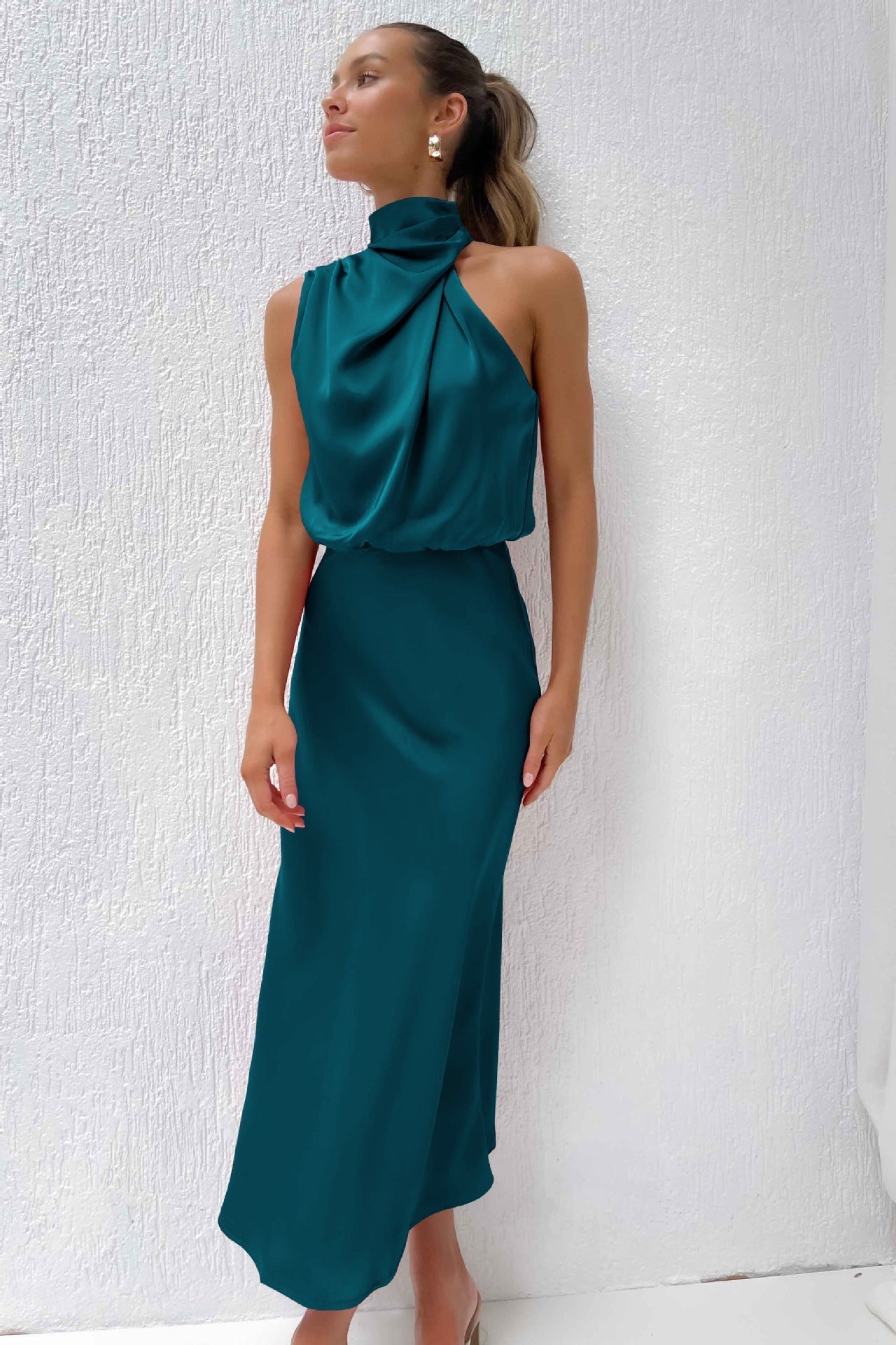 Variant image for Damen Langes Satin Kleid Elegantes Halterneck Design - Sophie-13