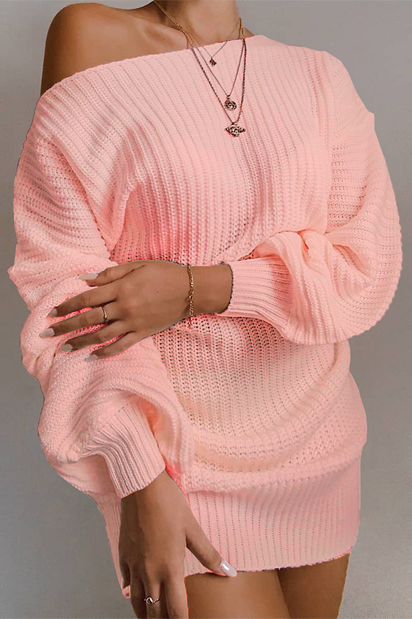 Alessandra - Lässiges schulterfreies Strickkleid für Damen