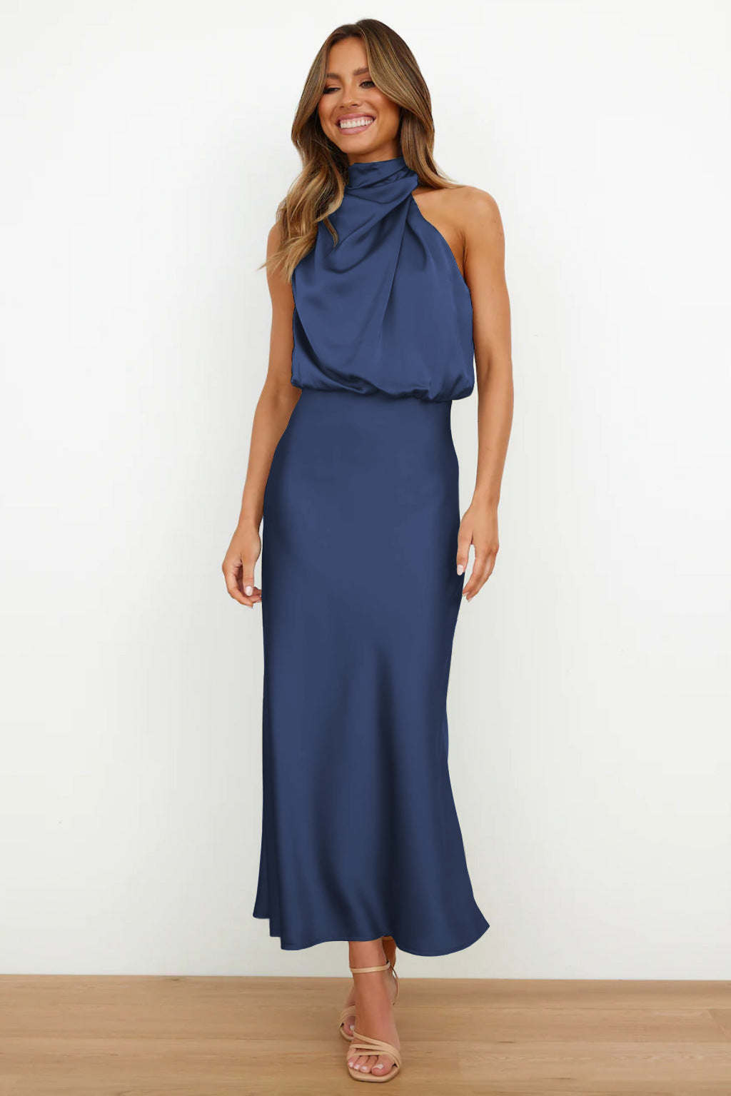 Variant image for Damen Langes Satin Kleid Elegantes Halterneck Design - Sophie-21