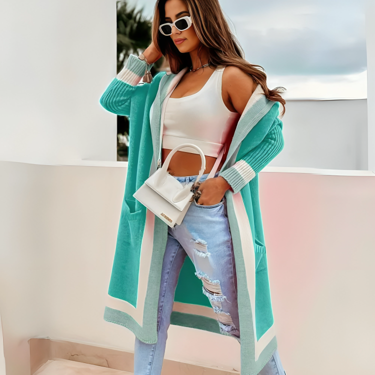 Maxi Weicher Langer Mantel Mit Kapuze Für Damen