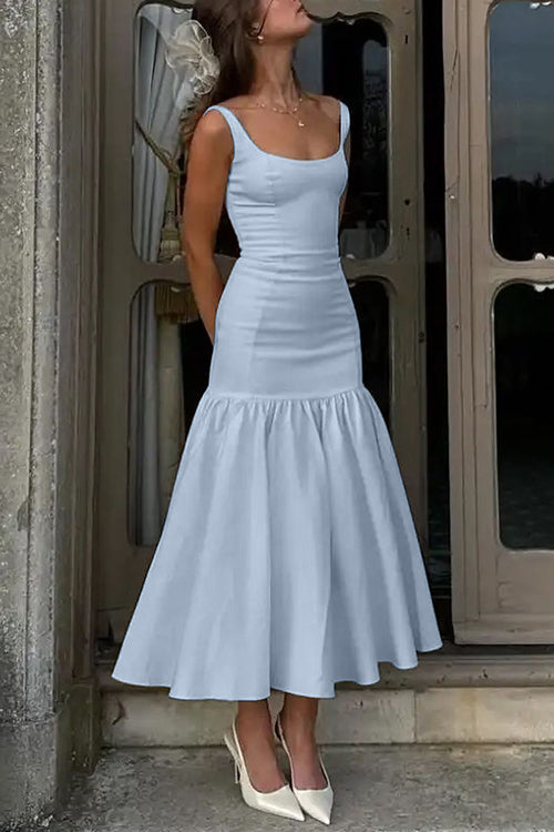 Variant image for Damen Midi-Kleid Ärmellos U-Ausschnitt Rüschendes Design - Sienna-7