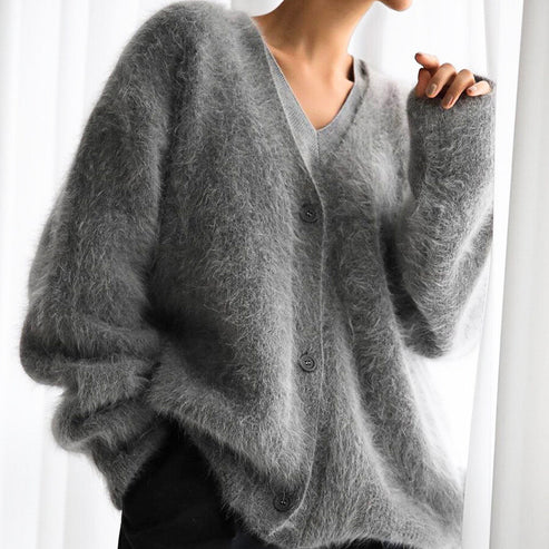 Flauschige Strickjacke für Damen