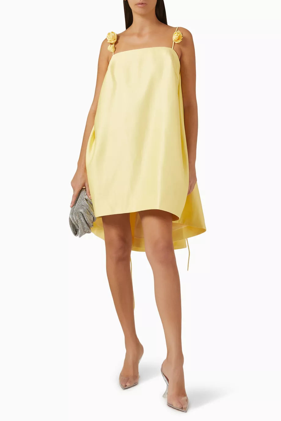 Damen A-Linie Mini Kleid mit 3D Rosen Drapierung - Mia-6