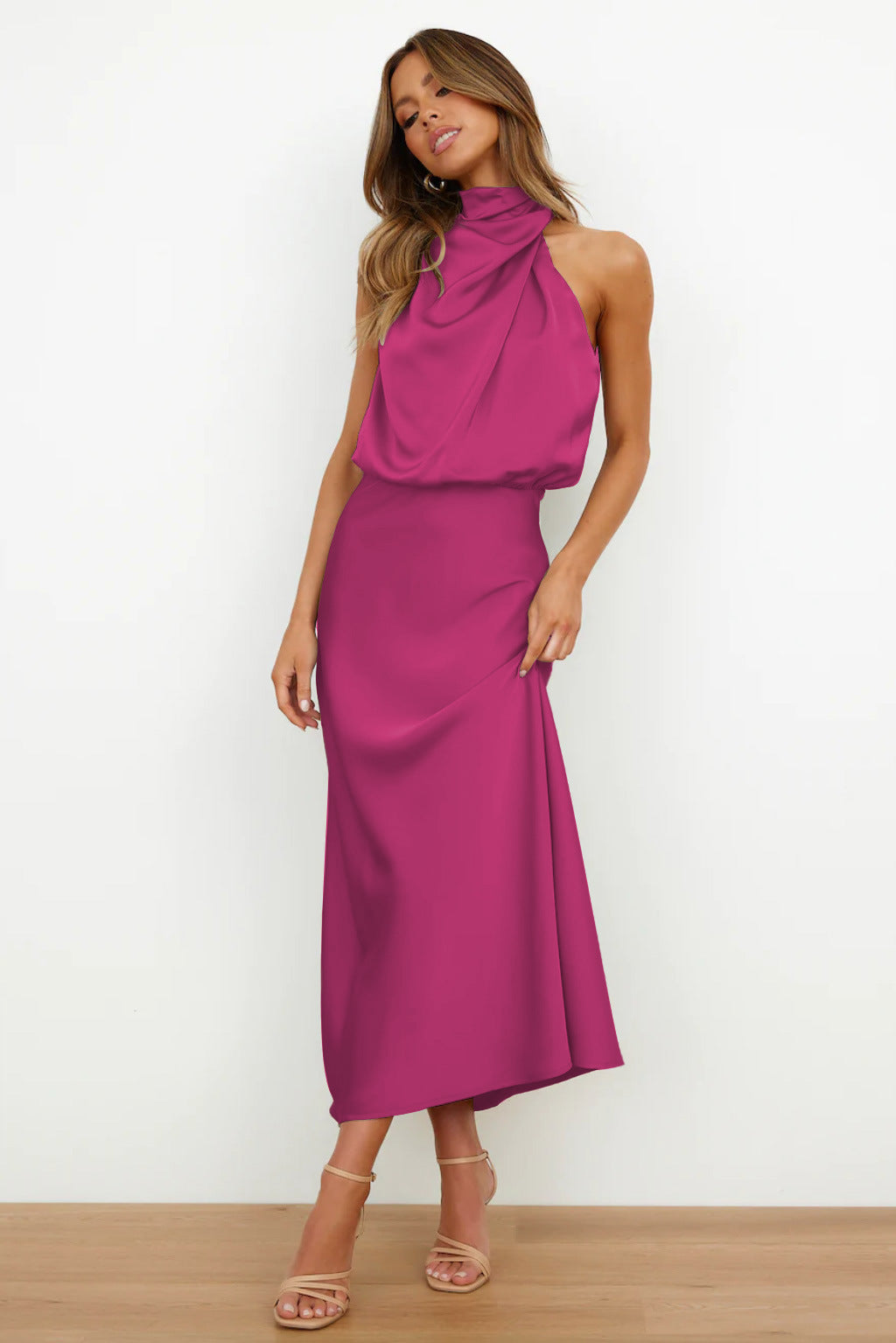 Variant image for Damen Langes Satin Kleid Elegantes Halterneck Design - Sophie-25
