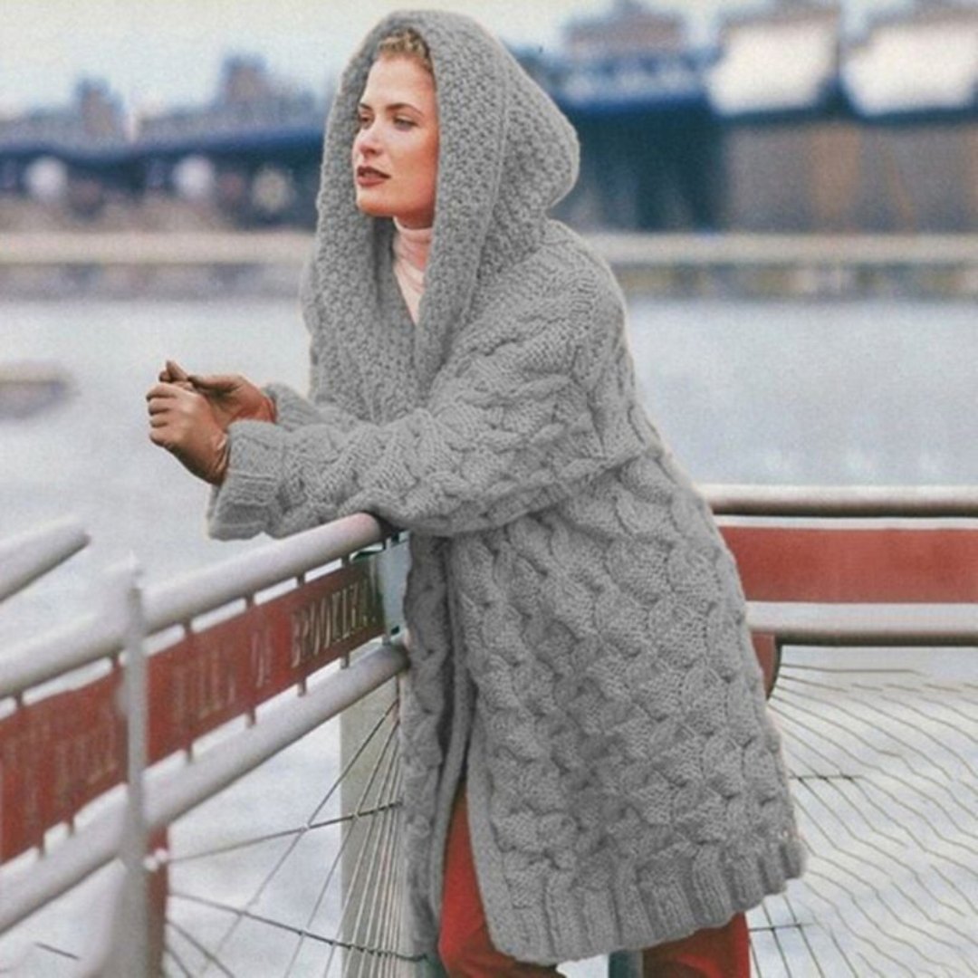 Elinza - Gestrickte lange Strickjacke für Frauen
