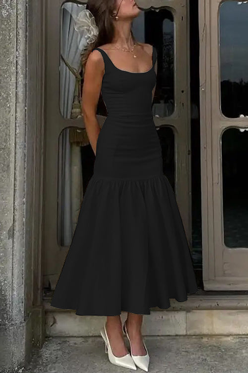 Variant image for Damen Midi-Kleid Ärmellos U-Ausschnitt Rüschendes Design - Sienna-4