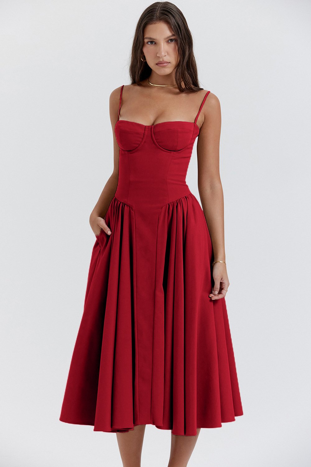 Variant image for Damen Korsett Midikleid Elegante Taillierung für Festliche Anlässe - Mia-5