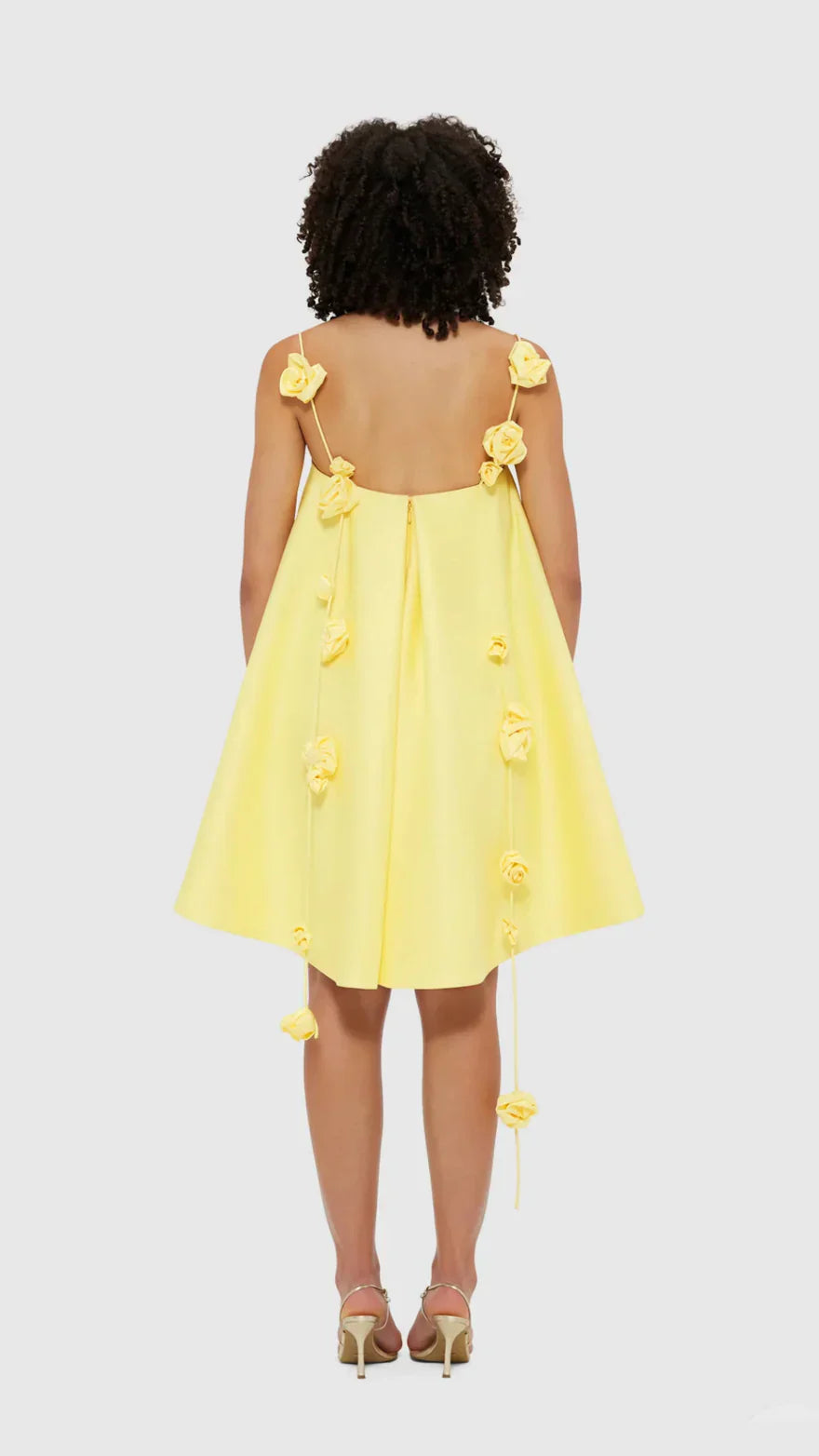 Damen A-Linie Mini Kleid mit 3D Rosen Drapierung - Mia-5