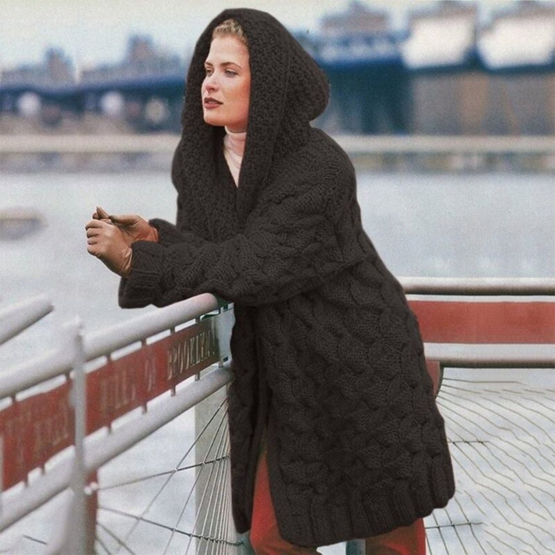 Elinza - Gestrickte lange Strickjacke für Frauen