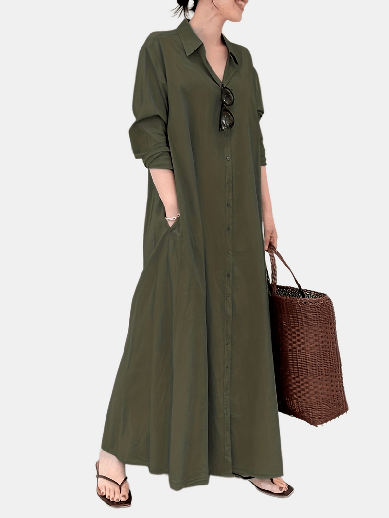 Variant image for Damen Maxikleid Aus Baumwolle und Leinen - Luftig Leichtes Sommerkleid - Eirene-1