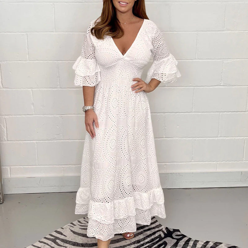 Variant image for Damen Midi Kleid Elegante Anglaise-Rüschen - Romy-1