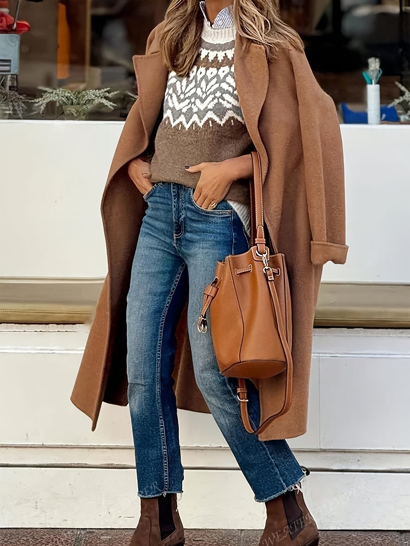 Lässiger Strickpullover mit hohem Halsausschnitt