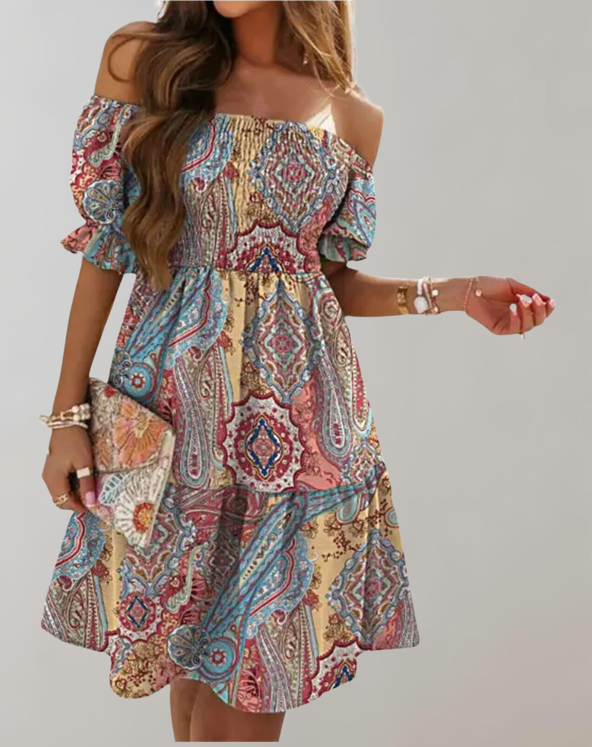 Variant image for Damen Sommerkleid Eleganter Schrägausschnitt Bequem und Stilvoll - Mia-5