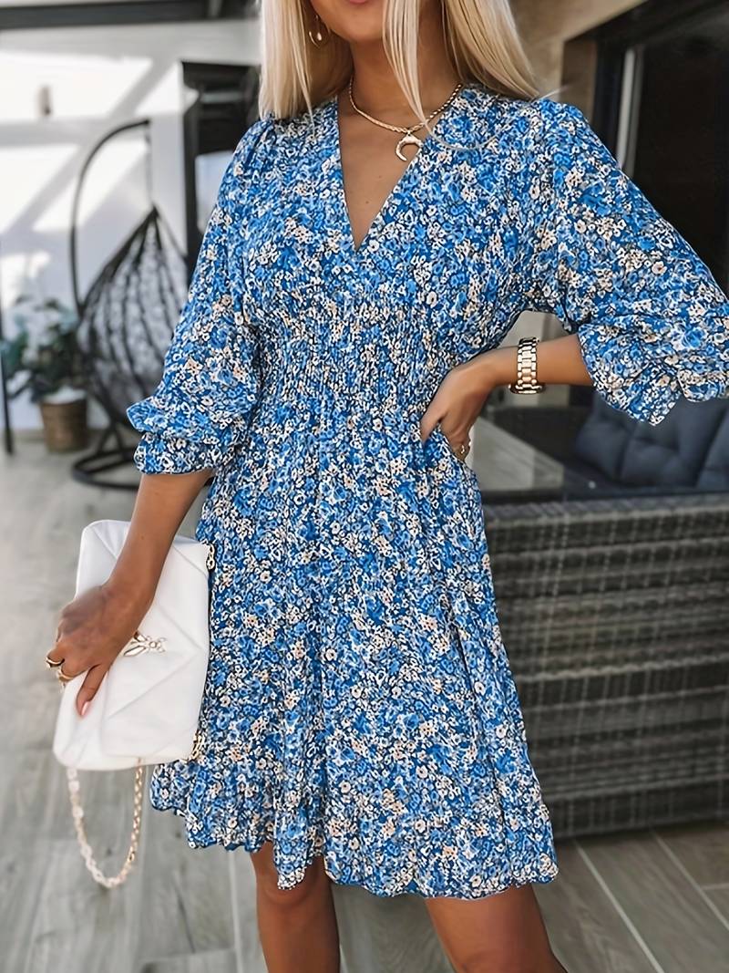 Damen Boho-Kleid mit Puffärmeln Elegantes Design - Mia-6