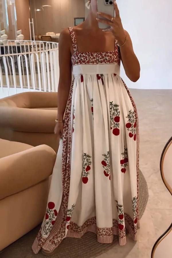 Damen Maxi-Kleid Florales Design Bequeme Passform - Suzie-4