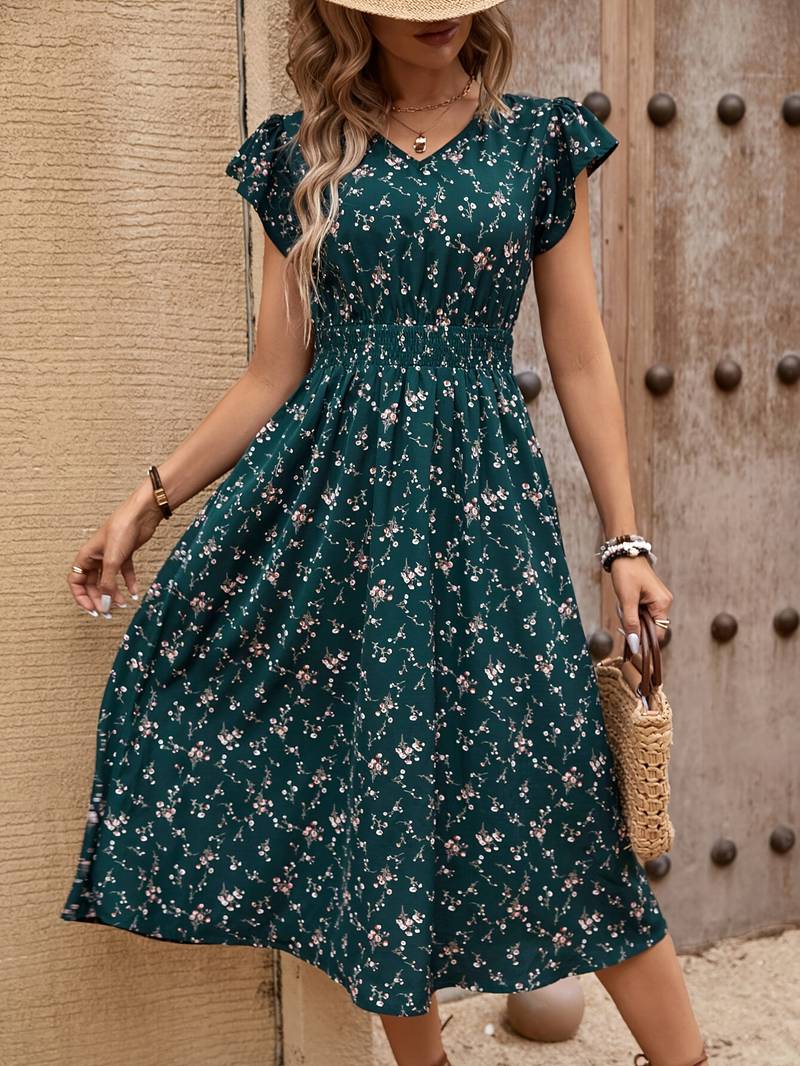 Damen A-Linien Kleid Elegantes V-Ausschnitt Design Für Festliche Anlässe - Lisa-4