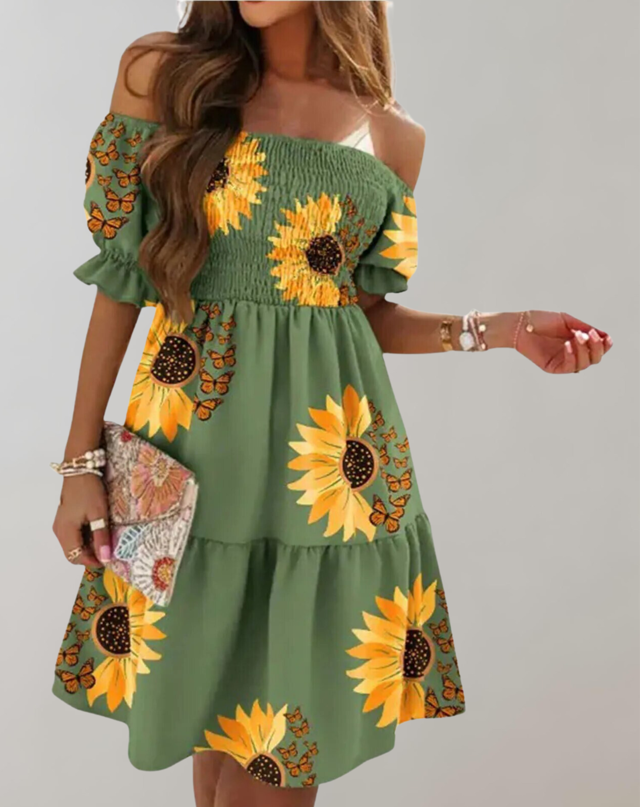 Variant image for Damen Sommerkleid Eleganter Schrägausschnitt Bequem und Stilvoll - Mia-6