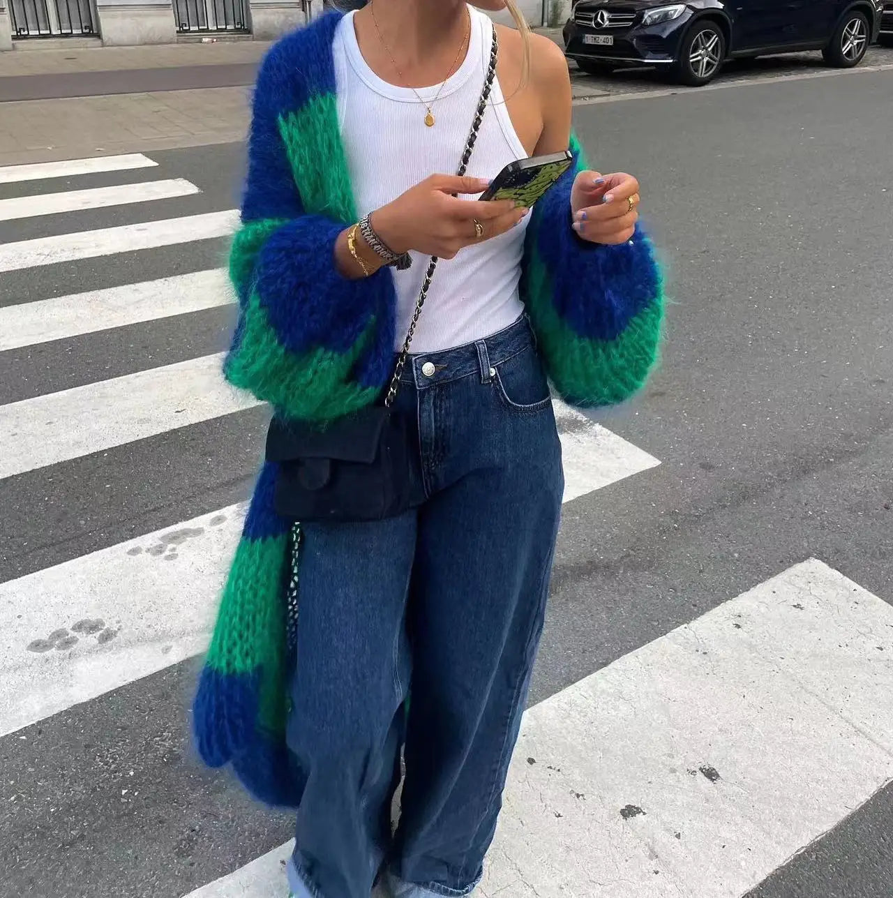 Beryl - Kräftig gestreifte Damenstrickjacke