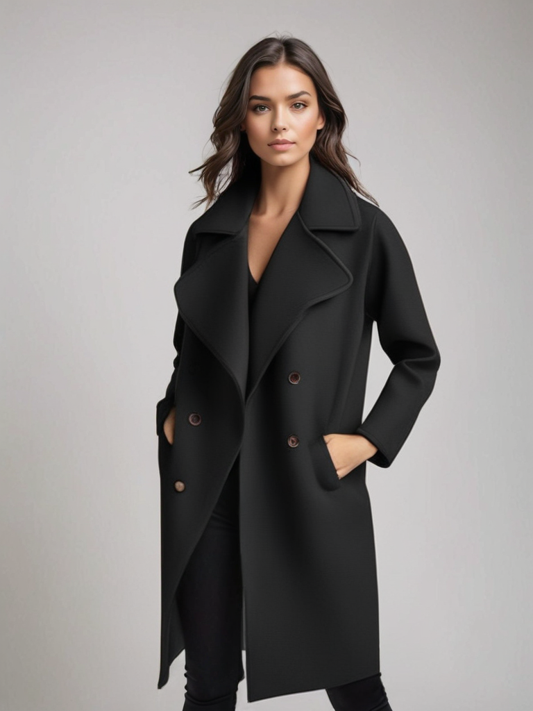 Damen Lange Trenchcoat | Knopf Daunen 5