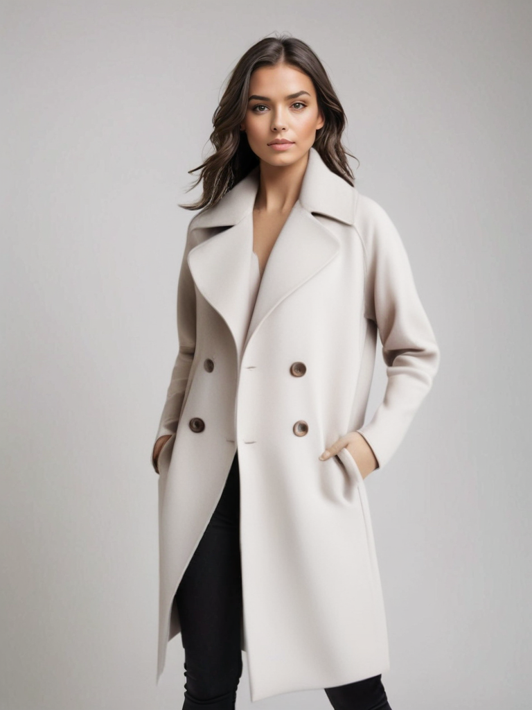 Damen Lange Trenchcoat | Knopf Daunen 7