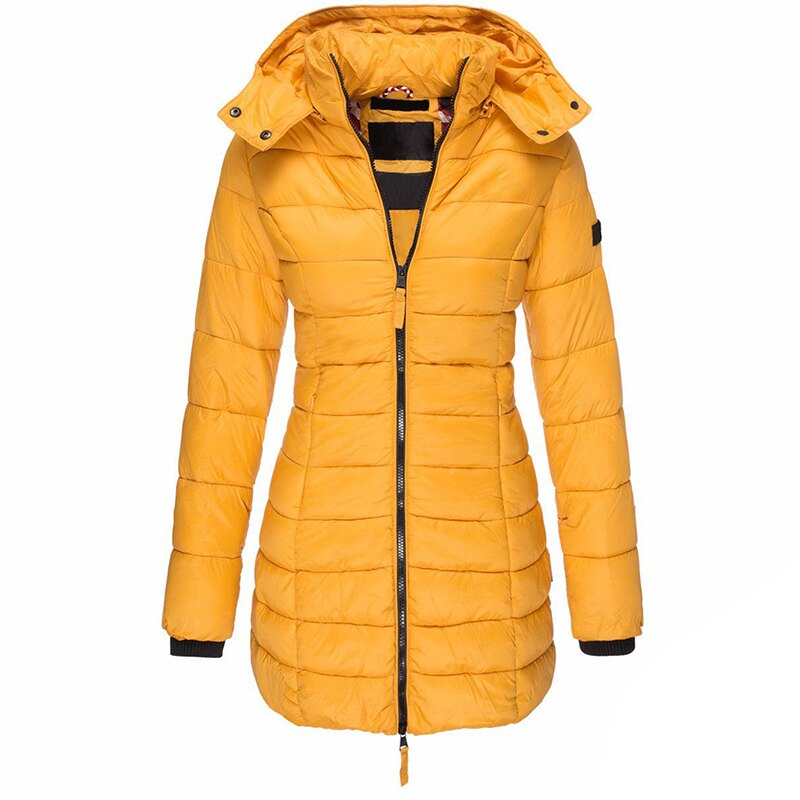 Damen Langer Winter-Pufferjacke | Kapuze 1