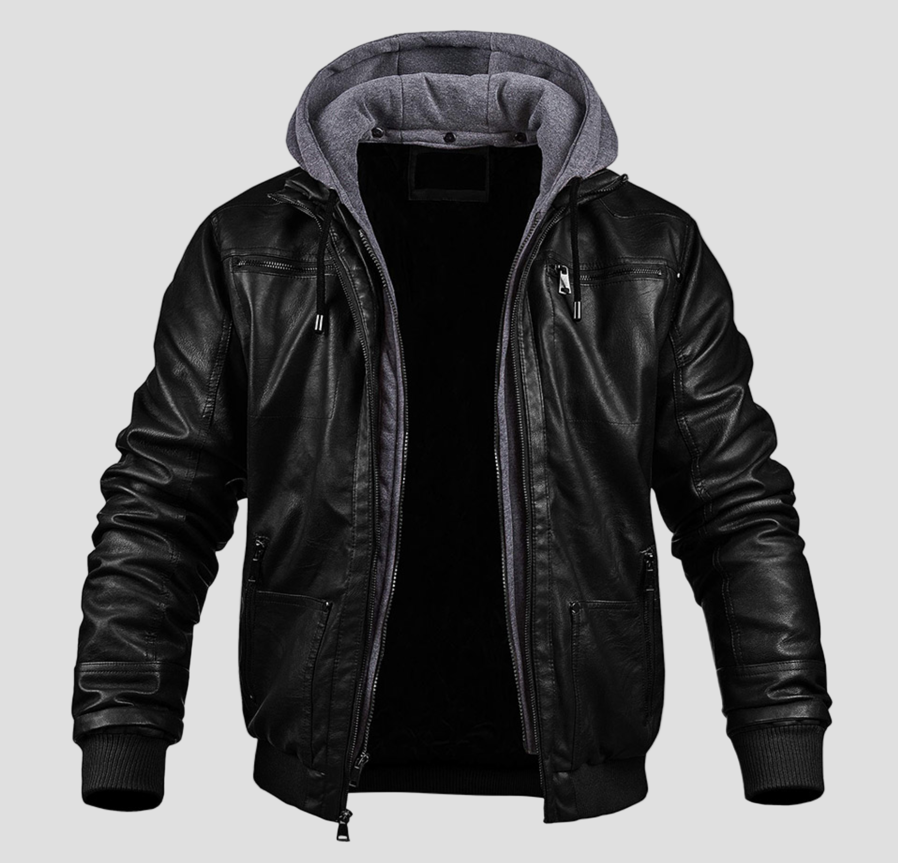 Elegante Lederjacke Herren mit Kapuze für jeden Tag 3