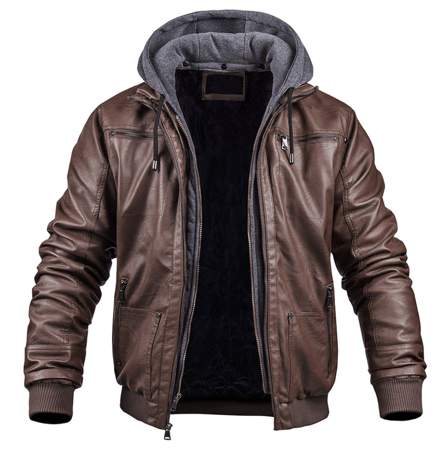 Elegante Lederjacke Herren mit Kapuze für jeden Tag 5