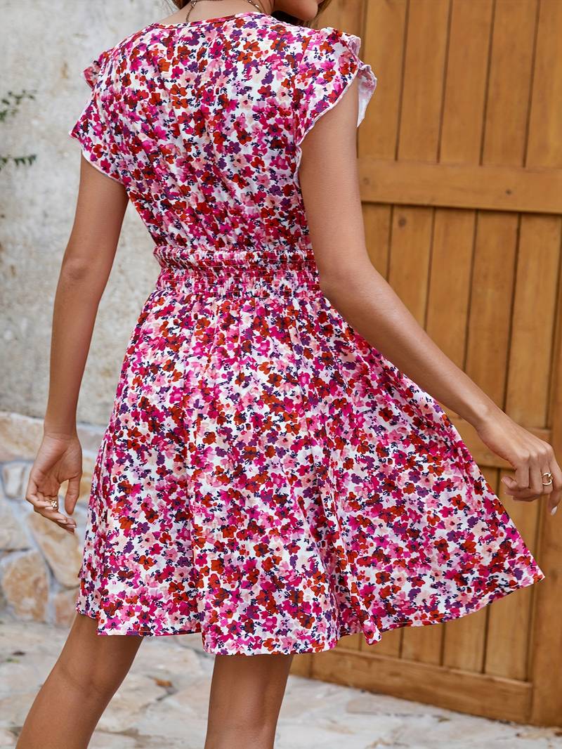 Variant image for Damen Sommerkleid Elegant mit Flügelärmeln und V-Ausschnitt - Heidi-1