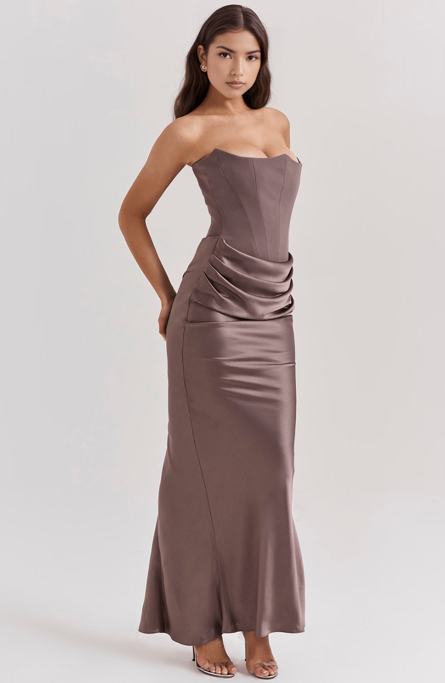 Variant image for Damen Maxikleid Trägerlos Plissiertes Design Elegante Silhouette - Anna-9