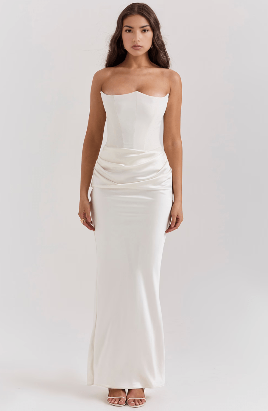 Variant image for Damen Maxikleid Trägerlos Plissiertes Design Elegante Silhouette - Anna-13