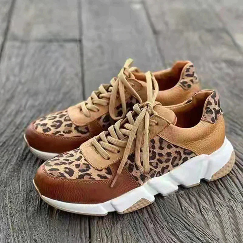 Lozenda - Lässige Vulkanisierte Leoparden-sneakers Mit Dicker Sohle