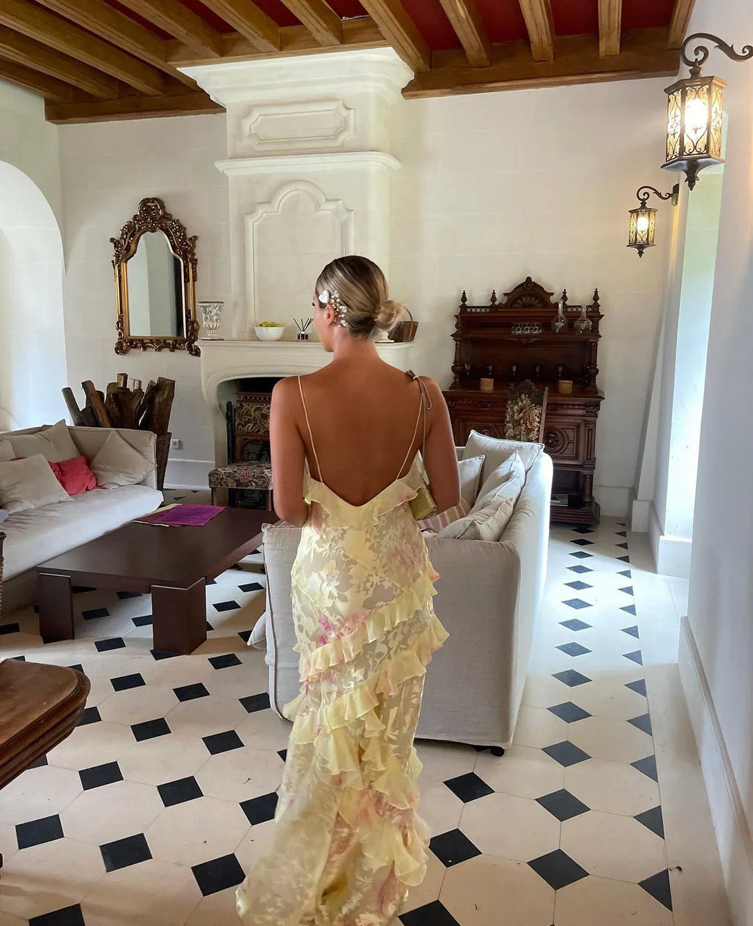 Ruffle Maxi Kleid | Weide 6