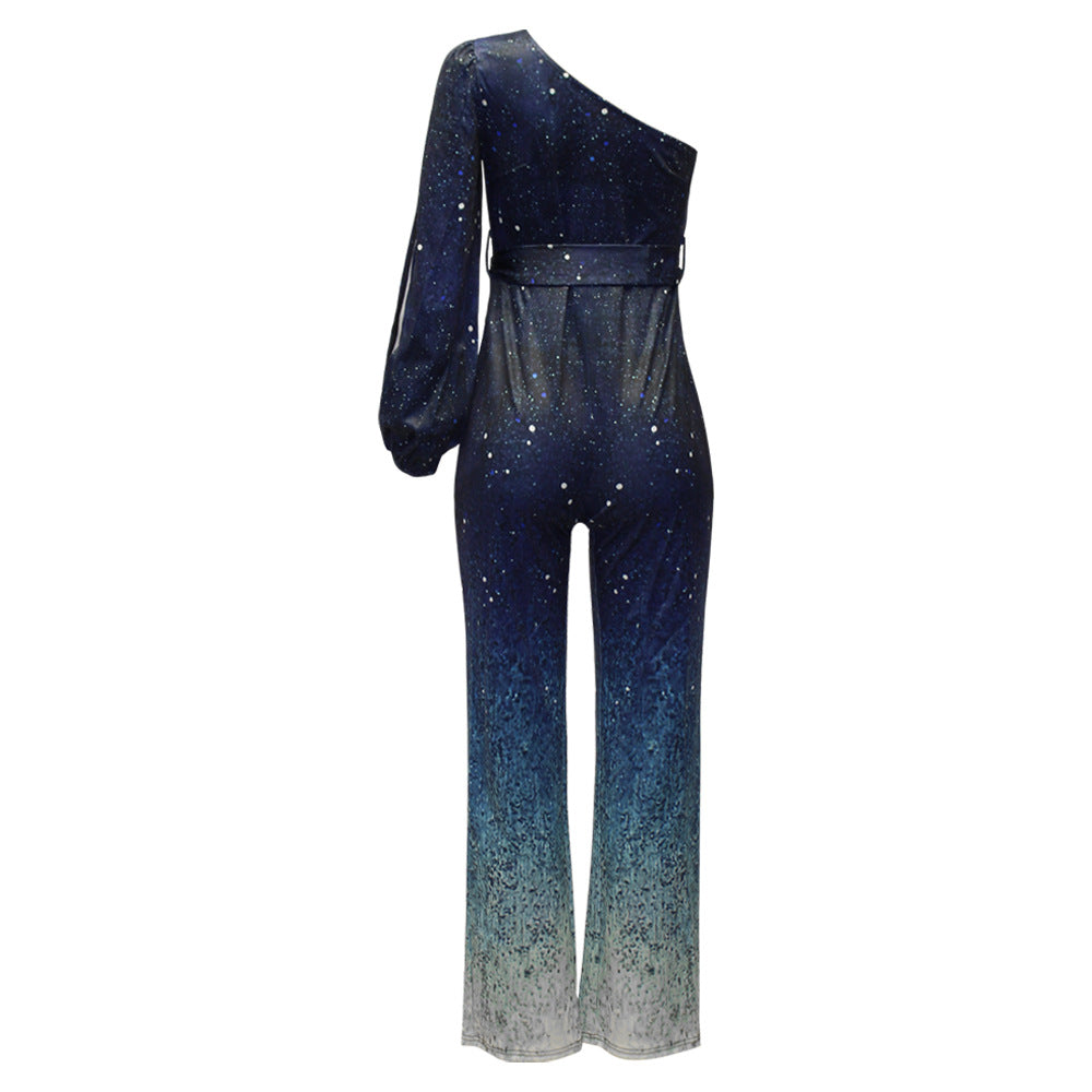 Damen Schulterfreies Retro Disco-Outfit mit Ombre-Hosen - Mia-5