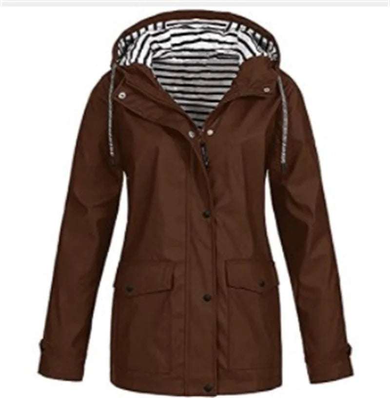 Outdoor-Sportjacke mit Kapuze für Damen, Frühling/Herbst 2025, winddicht und wasserdicht, mit Streifenfutter, Oversize-Schnitt und lockerer Passform 16