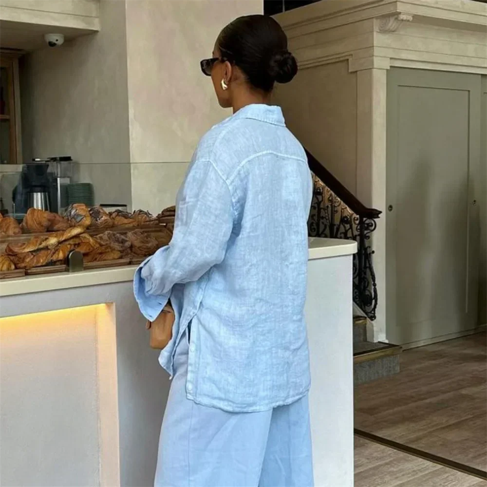 Lockere Passform - Lange Ärmel - Leinen - Damenmode