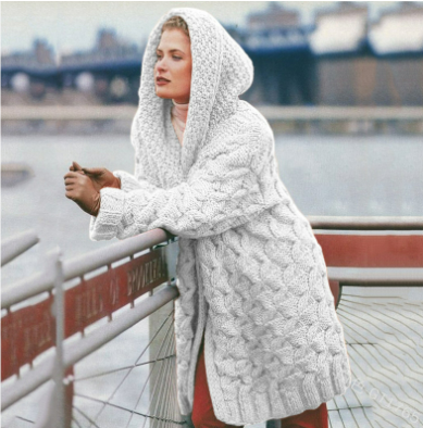 Elinza - Gestrickte lange Strickjacke für Frauen