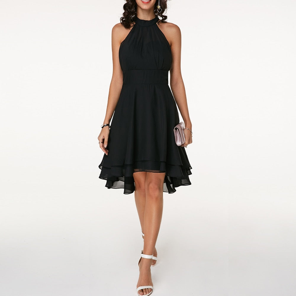 Variant image for Damen Cocktailkleid Schwarz mit Verspielten Rüschen - Loren-1