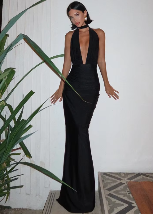 Variant image for Damen Rückenfreies Kleid Mit Tiefem V-Ausschnitt Festlich Elegant - Margaret-1