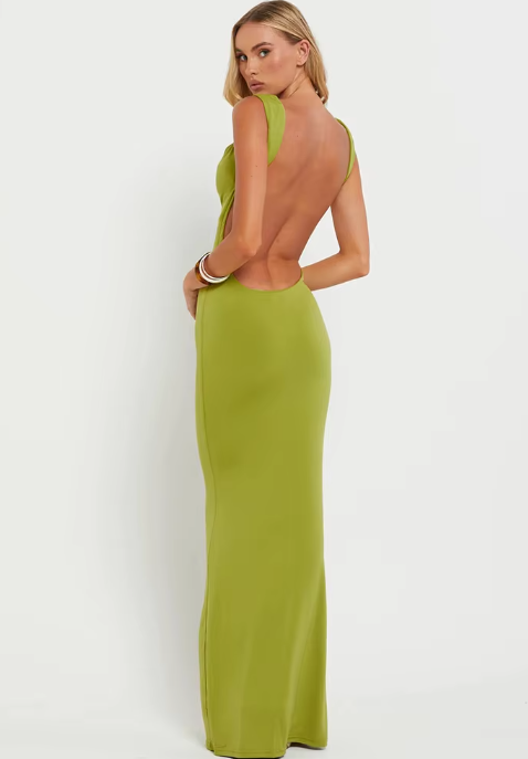 Damen Rückenfreies Kleid mit Doppelschulterträgern - Elegante Silhouette für Festliche Anlässe - Trina-2