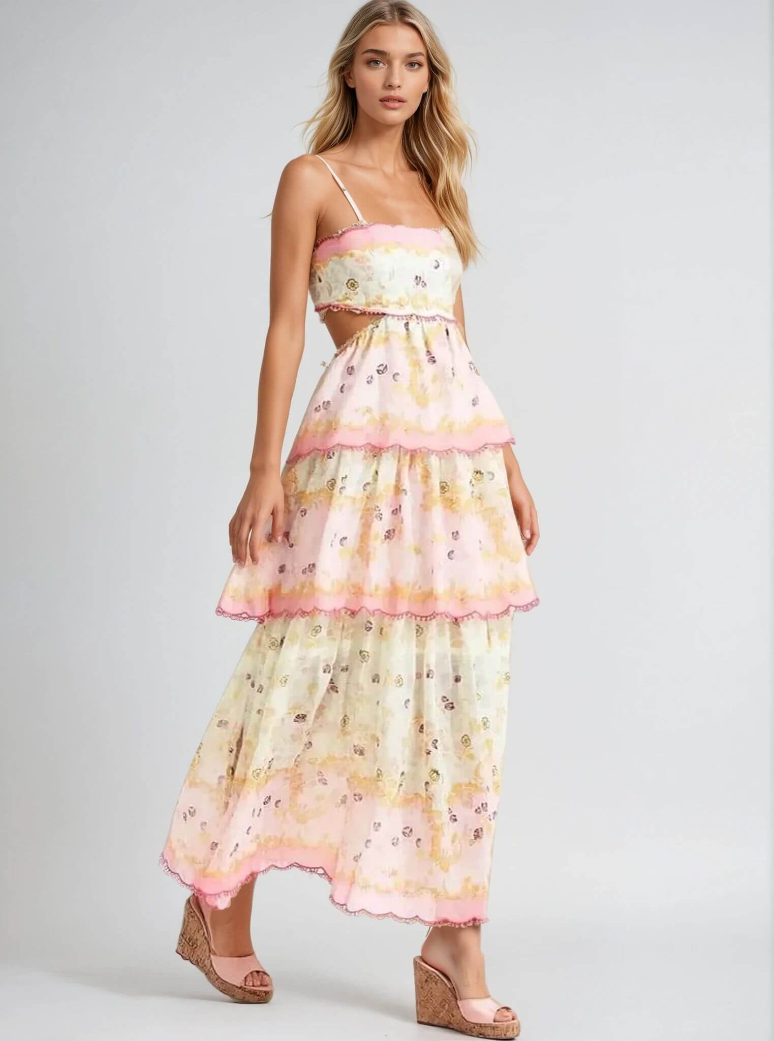 Damen Maxikleid Luftige Silhouette Atmungsaktiver Stoff - Hilda-4