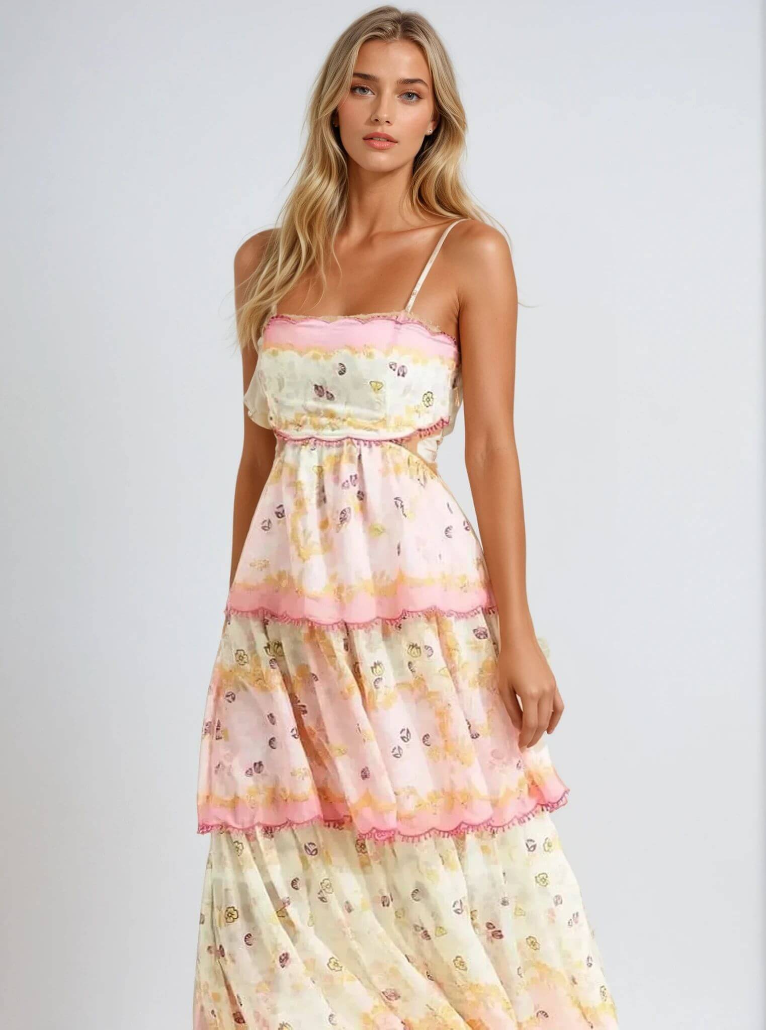 Damen Maxikleid Luftige Silhouette Atmungsaktiver Stoff - Hilda-5