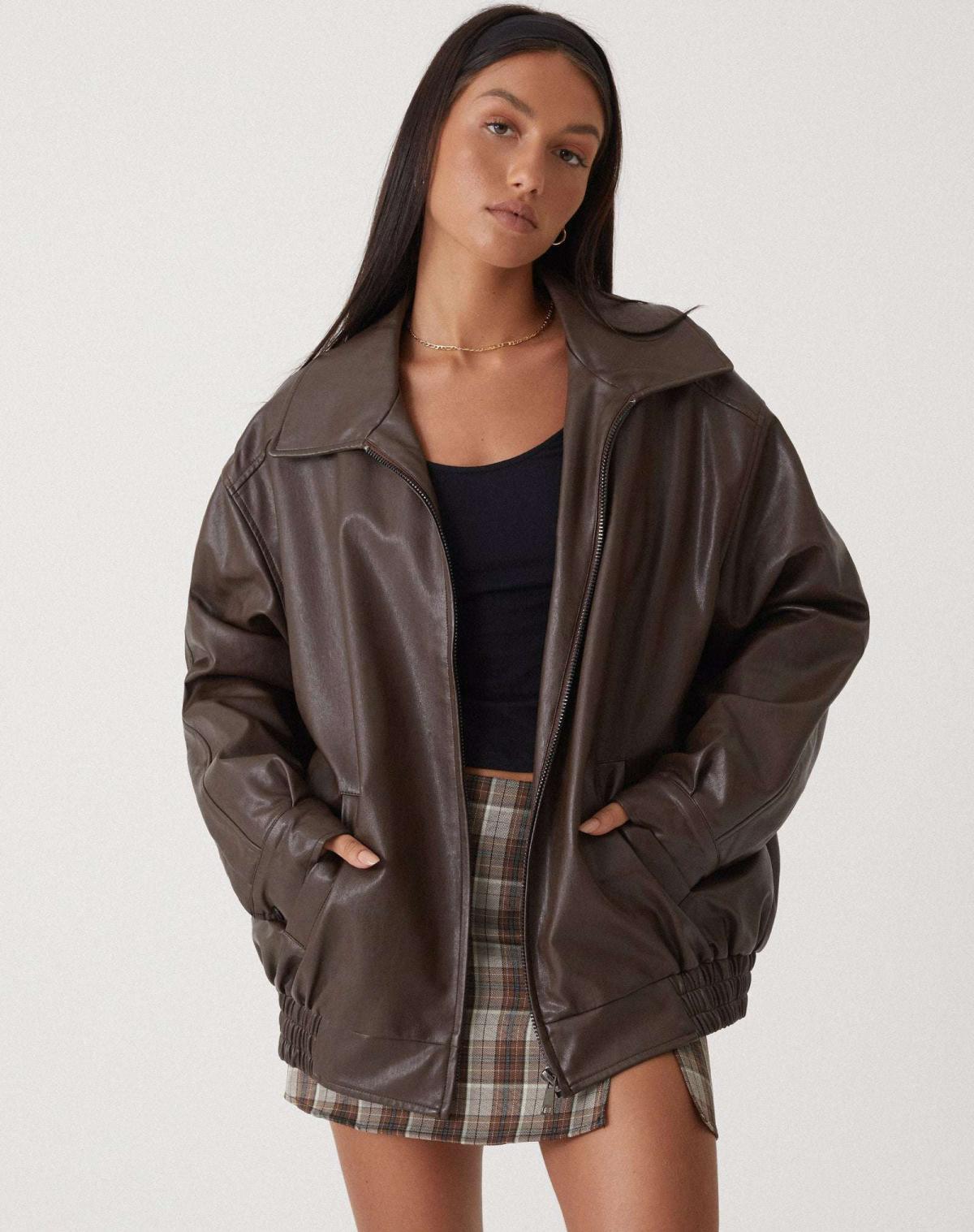 Sophia | Oversized PU-Lederjacke Damen – Modischer Look, Hochwertiges Kunstleder 0
