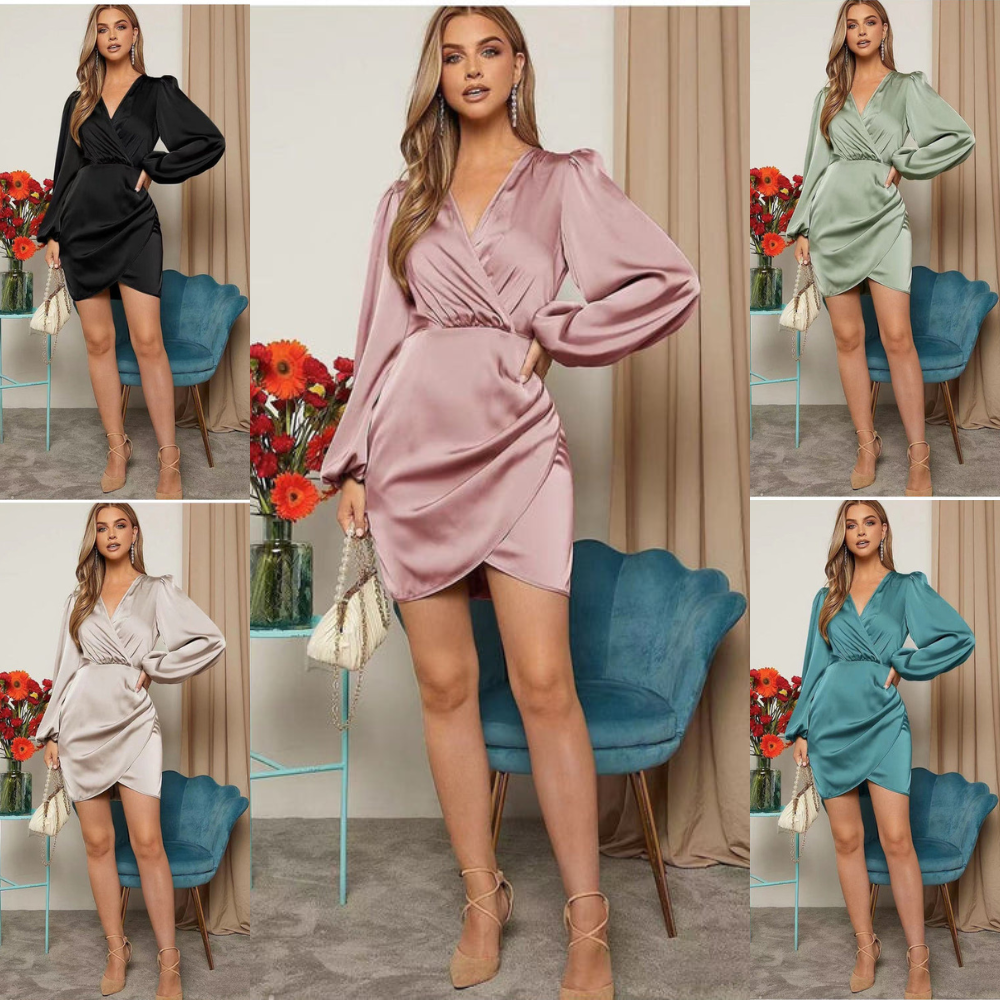 Damen Minikleid aus Seidensatin mit schmalem Schnitt - Emma-6