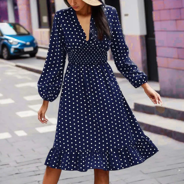 Variant image for Damen Vintage Polka Dot Kleid Elegante Silhouette - Lisa-11