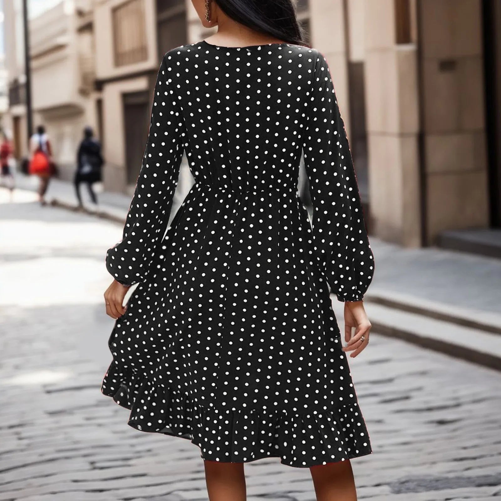 Damen Vintage Polka Dot Kleid Elegante Silhouette - Lisa-6