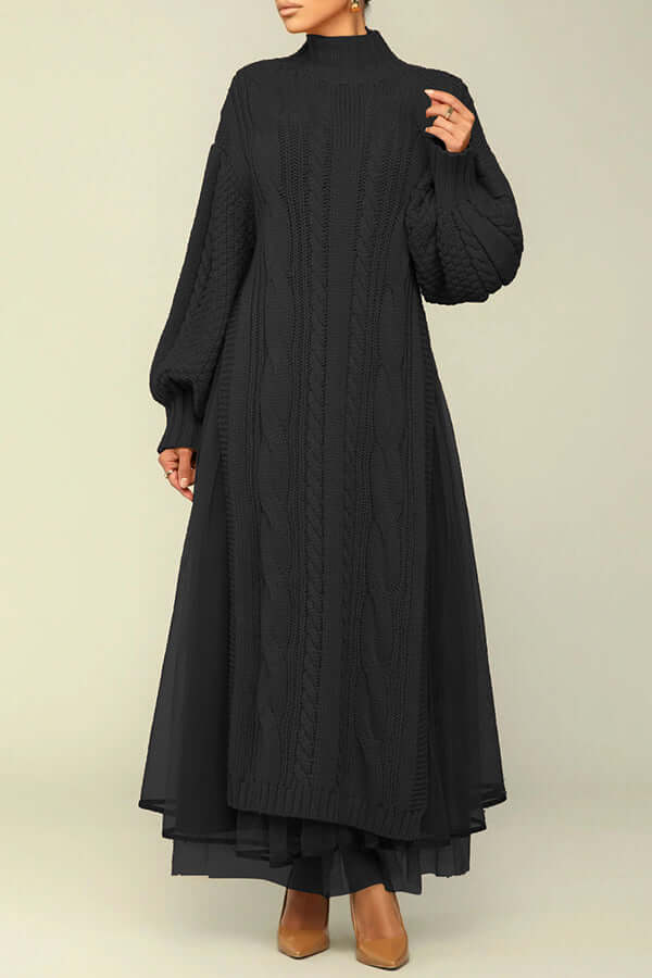 Kleid aus Kabelstrick mit Maschenstich