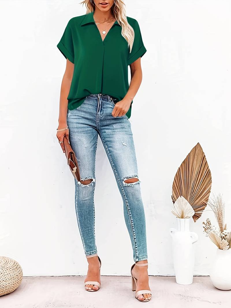 Lässiges Sommerhemd mit Umlegekragen für Frauen - Claire