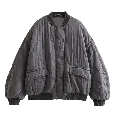 Dyanelis | Langärmelige, locker sitzende Retro-Bomberjacke