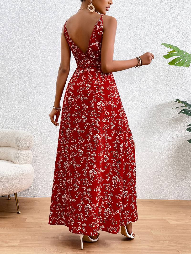 Damen Cami-Kleid Florales Design mit Seitenschlitzen - Clara-2