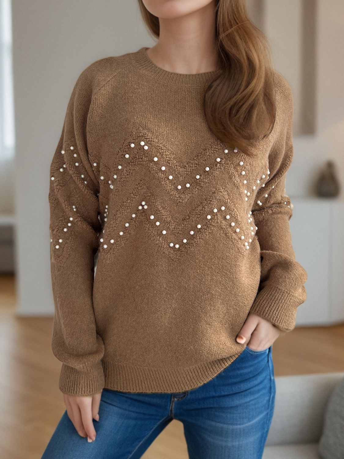 Sofía -  Pullover mit Perlenbesatz warm